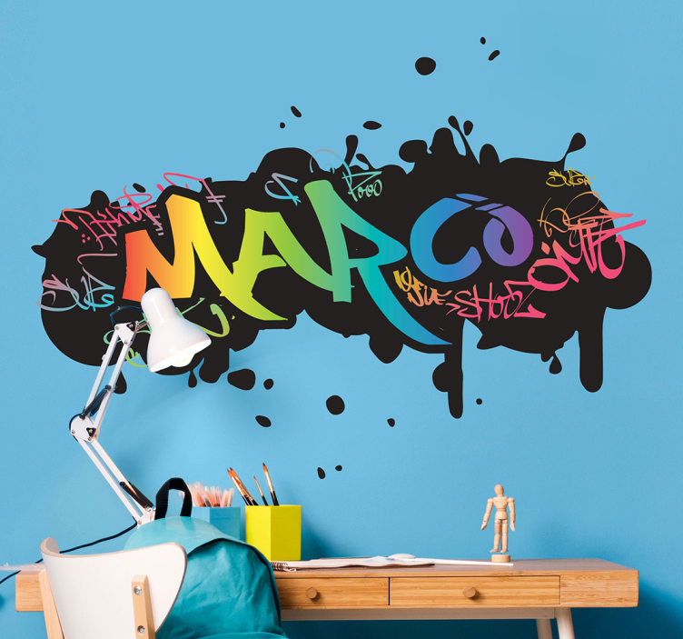 Adesivo murale nome personalizzabile stile graffiti - TenStickers