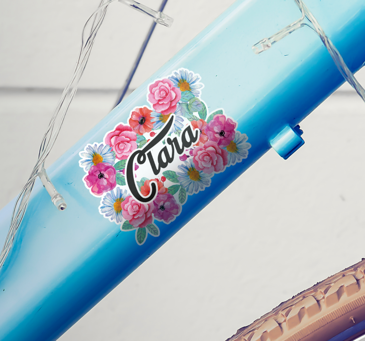 Adesivo bici nome con fiori - TenStickers