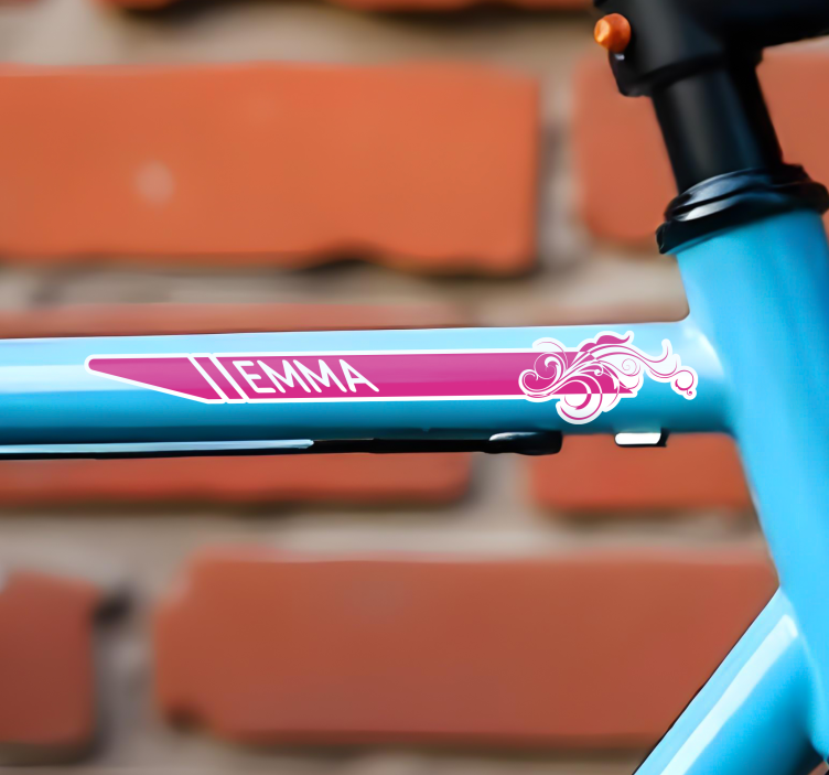Adesivo bici nome con rosa elegante - TenStickers