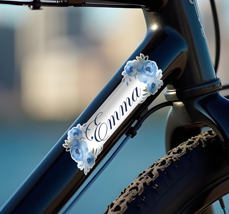 Adesivo bici nome fiori blu - TenStickers