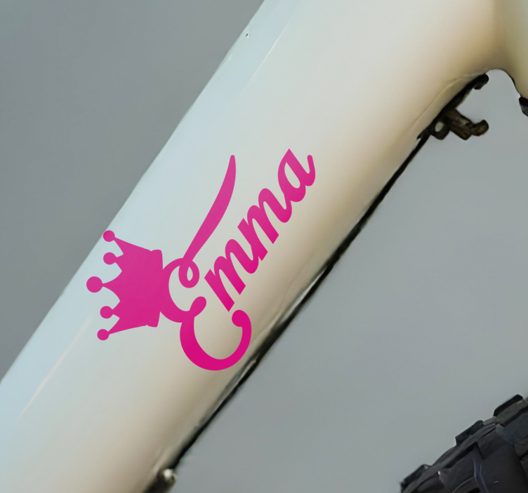 Adesivo bici nome con corona rosa - TenStickers