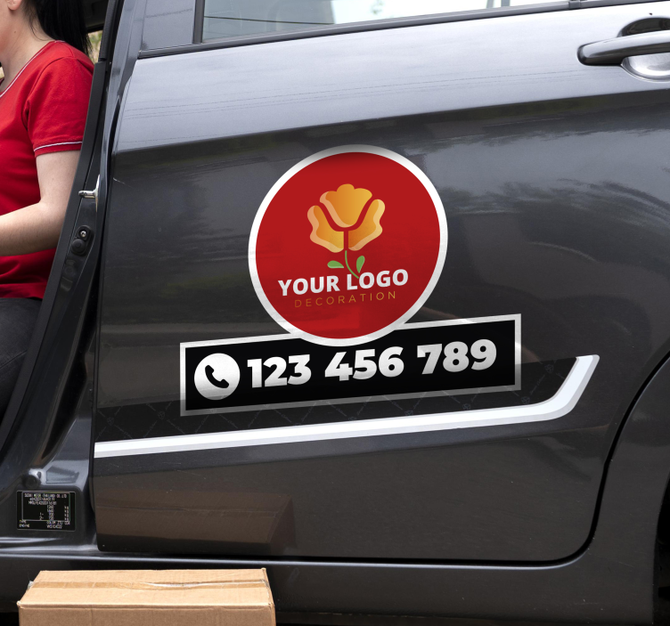 Adesivo per auto logo e numero di telefono personalizzati - TenStickers