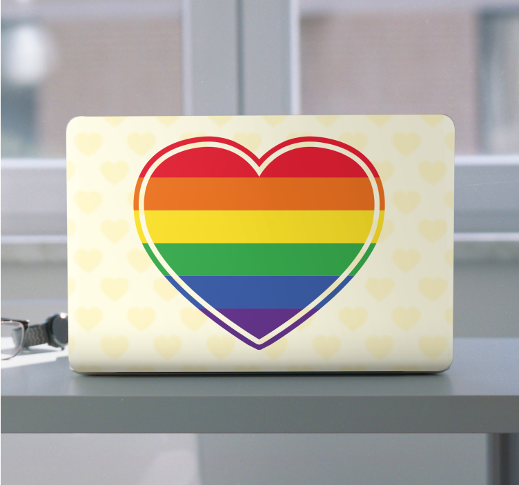 Adesivo per pc Gay pride piatto a forma di cuore - TenStickers