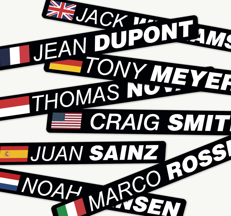 Adesivo per bici bicicletta da strada con bandiera e nome - TenStickers