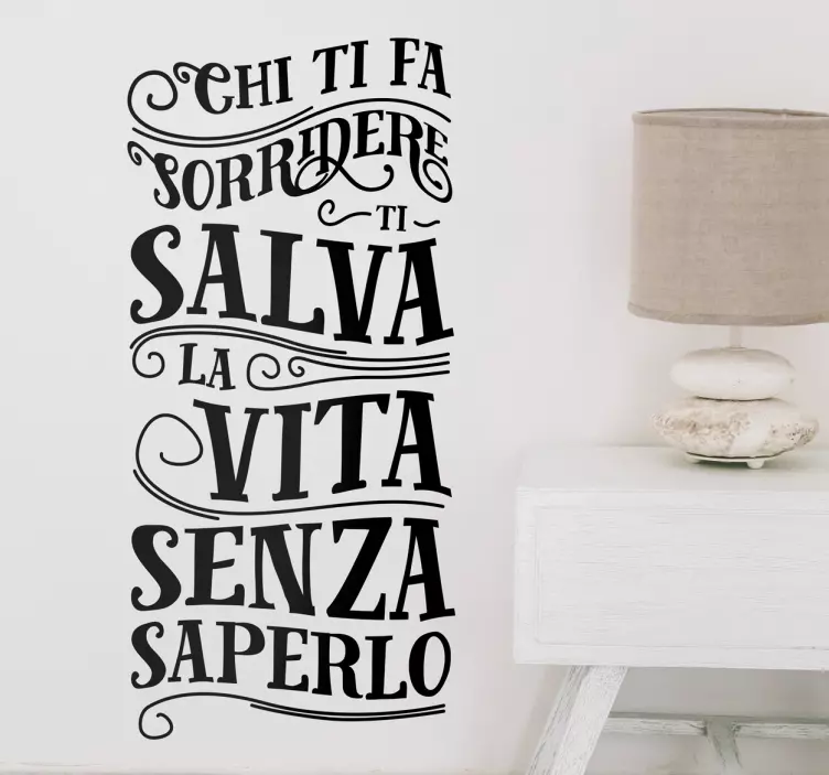 Adesivo da parete frasi sorridere - TenStickers