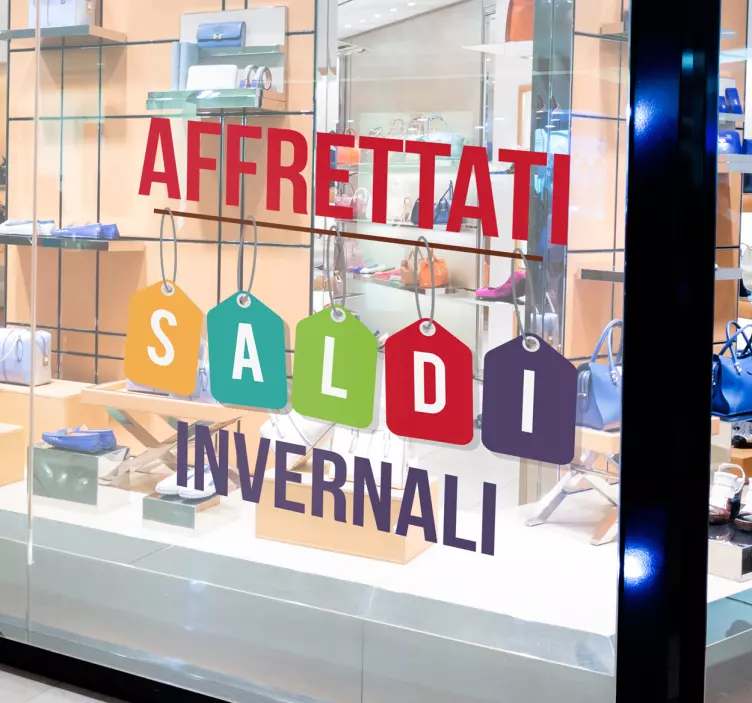 Adesivi vetrine saldi invernali Affrettati - TenStickers