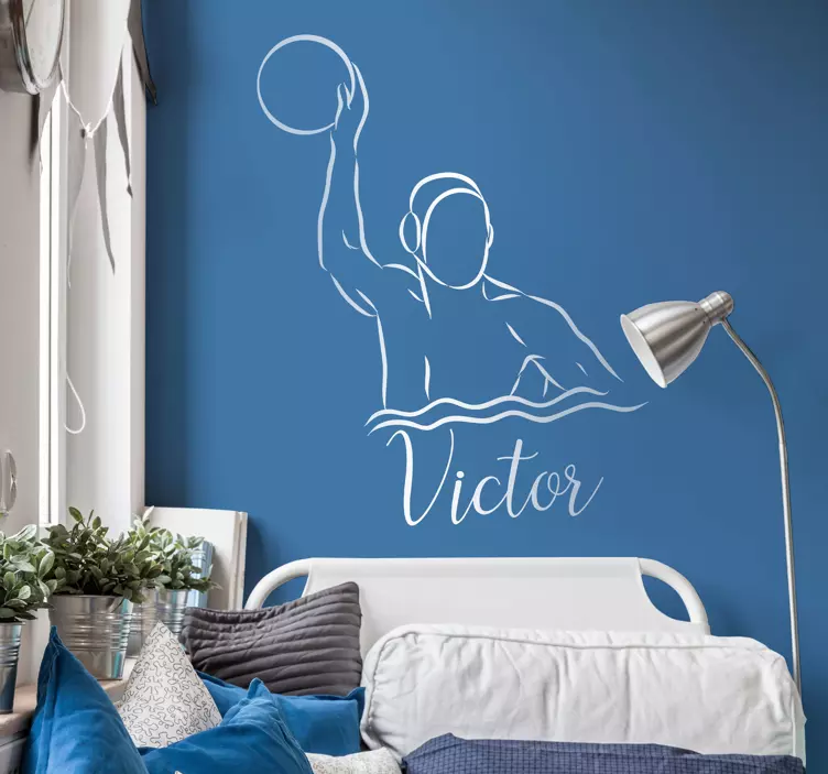 Adesivo murali pallanuoto e nome personalizzato - TenStickers