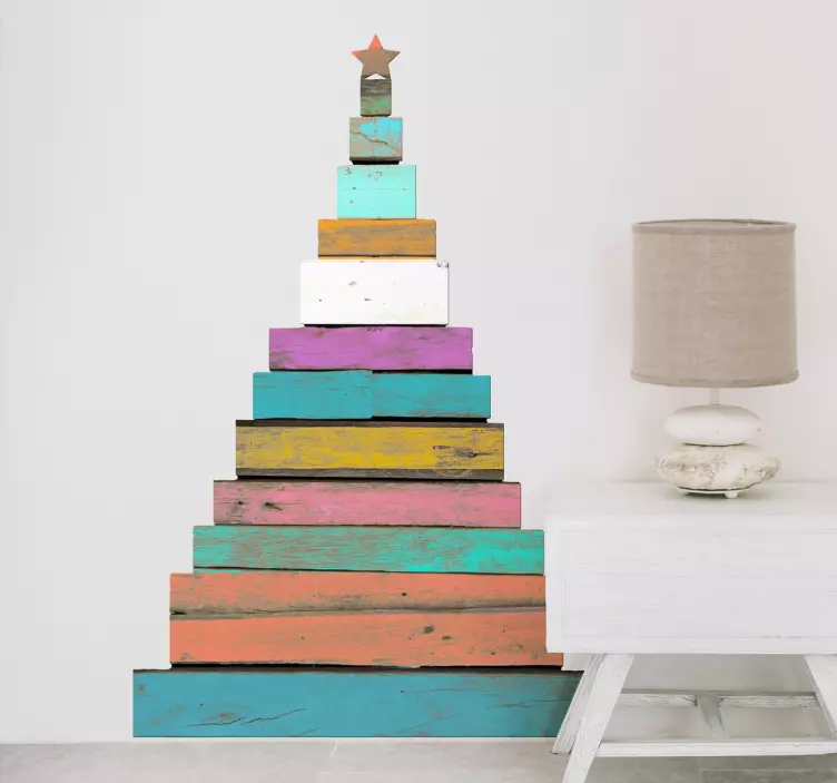 Adesivo albero di Natale di legno - TenStickers