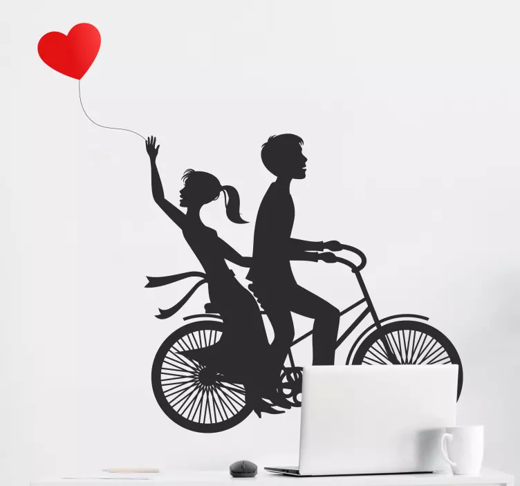 Adesivo amore coppia in bicicletta - TenStickers