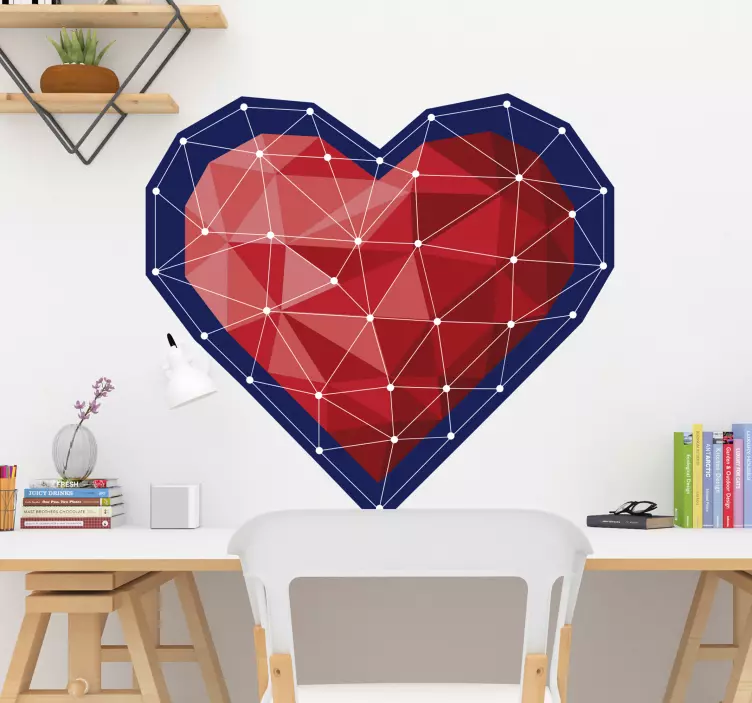 Adesivo amore cuore rosso geometrico - TenStickers