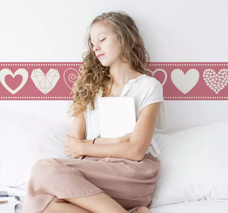 Adesivo amore pattern cuori rosa - TenStickers