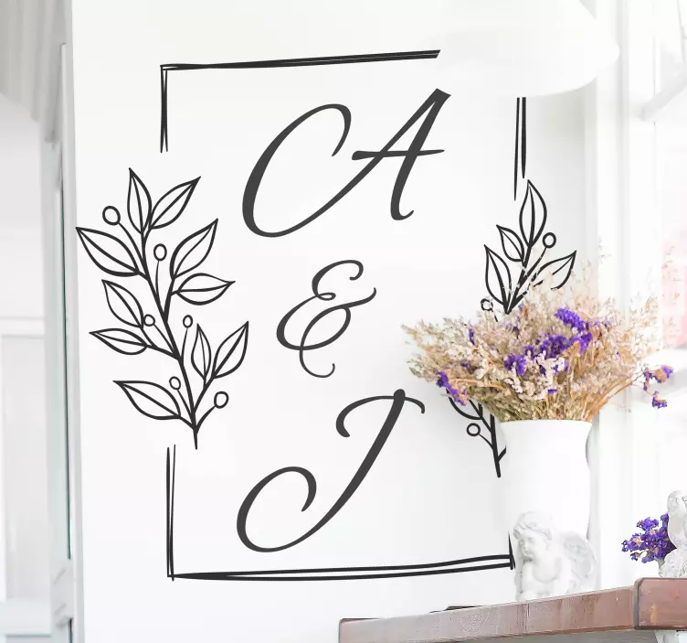 Adesivo amore iniziali di coppia personalizzabili - TenStickers