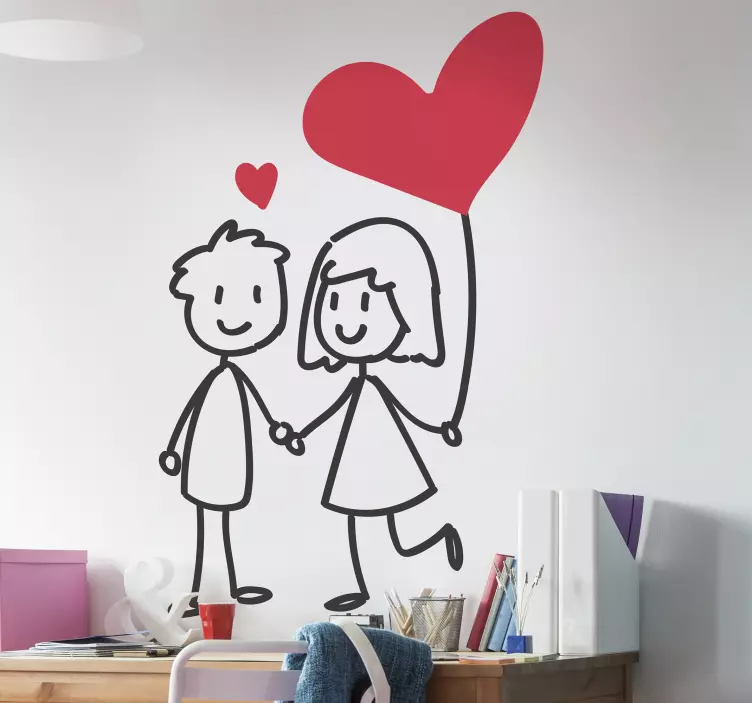 Adesivo d'amore stilizzato coppia innamorata - TenStickers