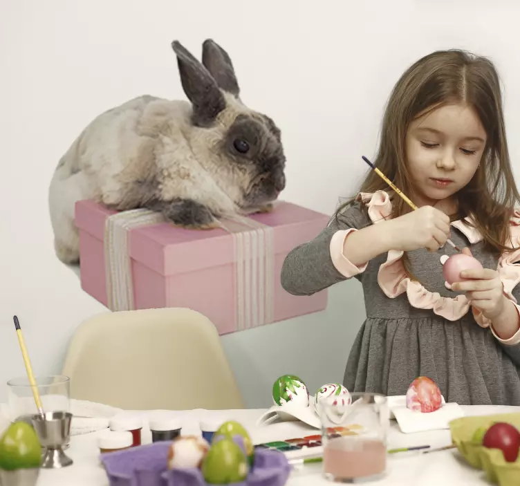 Adesivo animale coniglietto in regalo - TenStickers