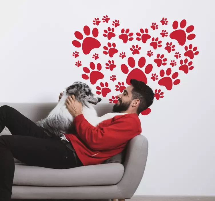 Sticker animale domestico impronte di zampe a forma di cuore - TenStickers