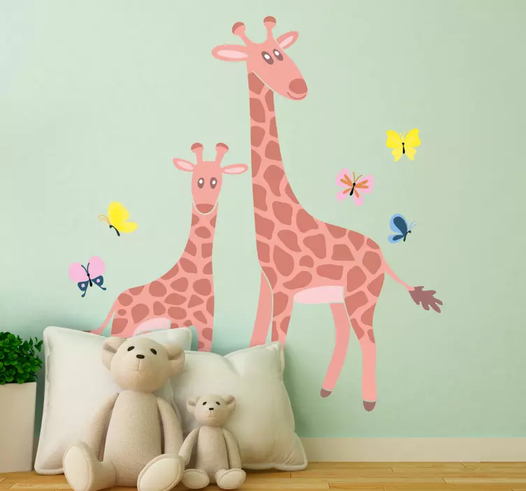 Adesivo animale gioco della famiglia delle giraffe - TenStickers