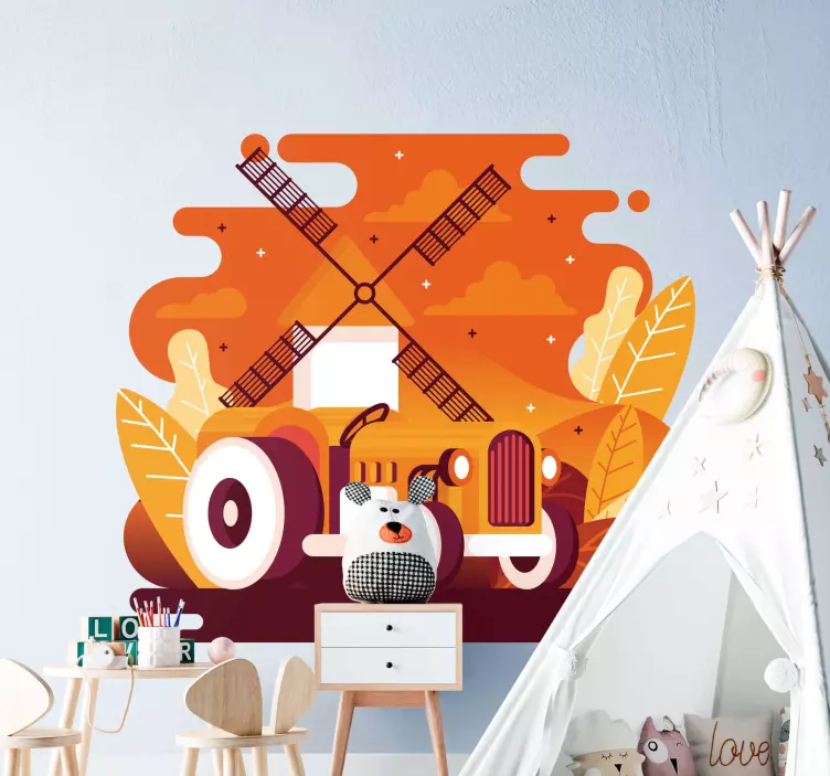 Adesivo animale illustrazione colorata del trattore - TenStickers