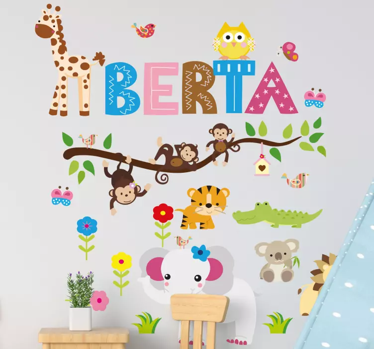 Sticker con animali e nome personalizzabile - TenStickers