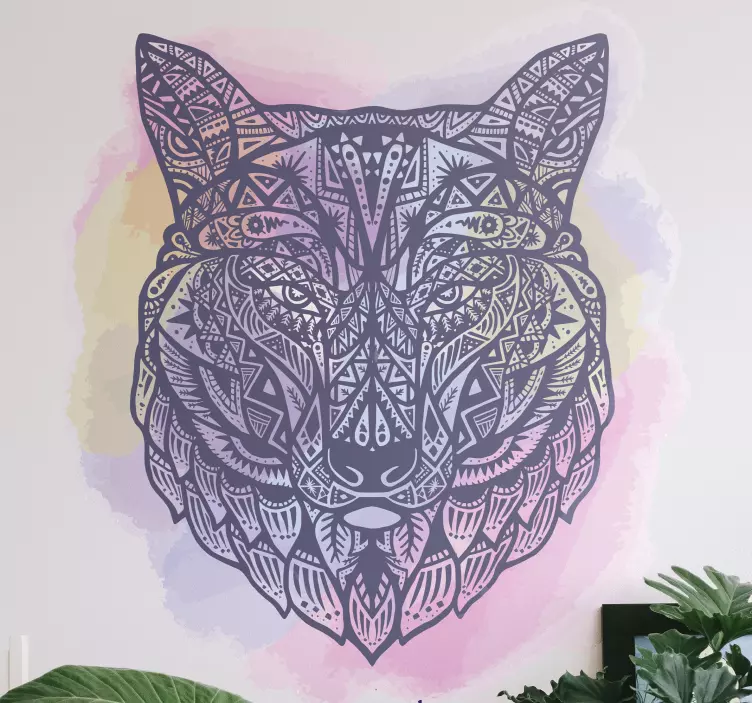 Adesivo animale selvatico grafica lupo intricata - TenStickers