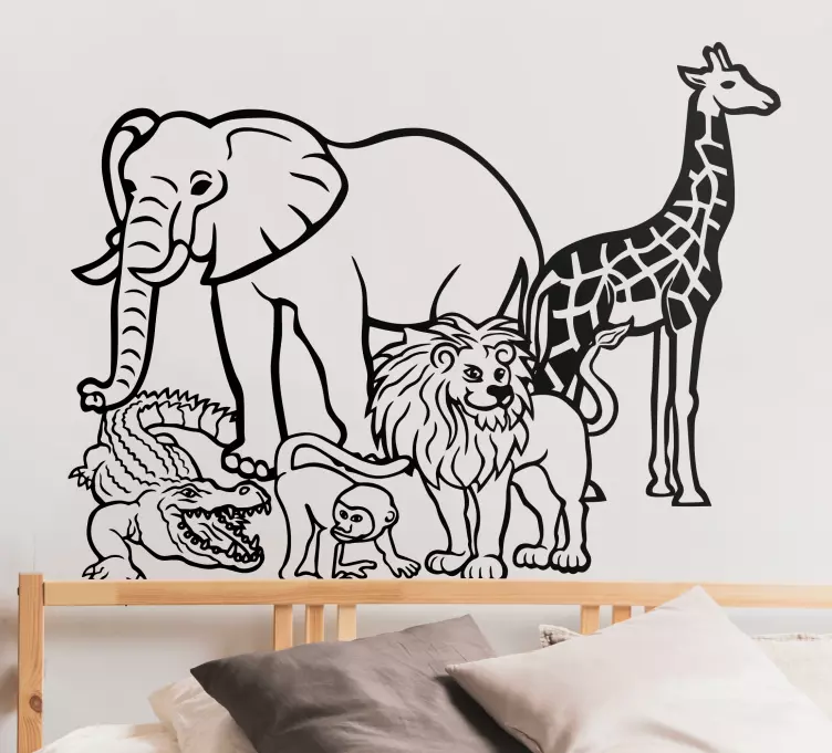 Sticker animale selvatico gruppo di animali da safari - TenStickers
