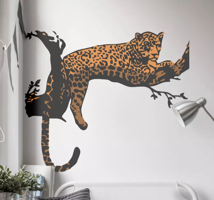 Adesivo animale selvatico leopardo sul ramo - TenStickers