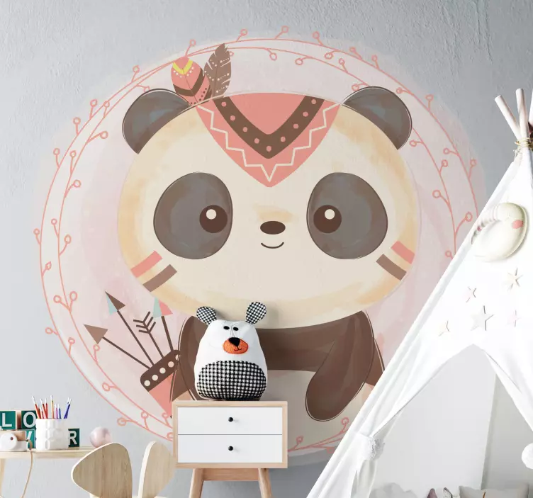 Sticker animale selvatico Panda boho - TenStickers