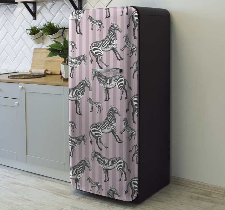 Adesivo per frigo sovrapposizione motivo zebra - TenStickers