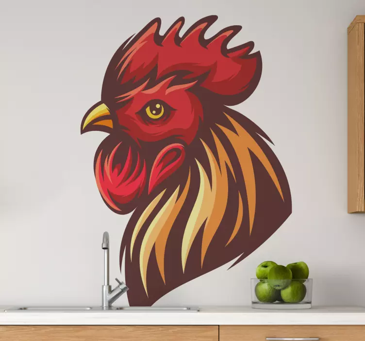 Adesivo animale testa di gallo stilizzata - TenStickers
