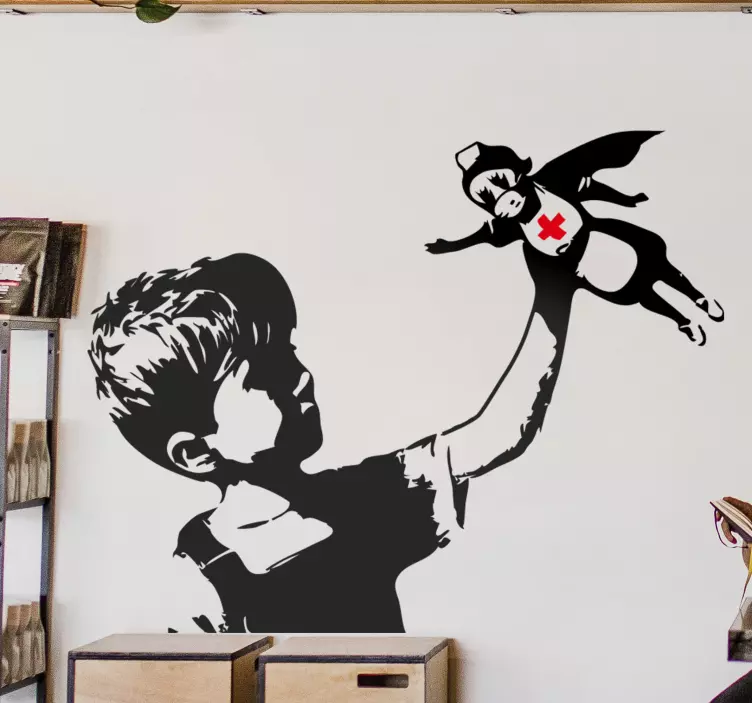 Sticker arte Infermiera di Bansky - TenStickers