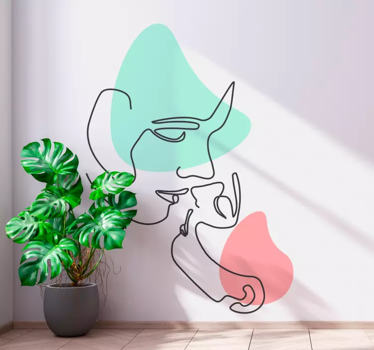 Adesivo arte ritratto lineare minimalista - TenStickers