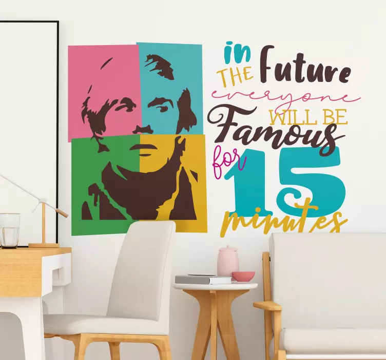 Adesivo murali soggiorno pop art frase di Andy Warhol - TenStickers