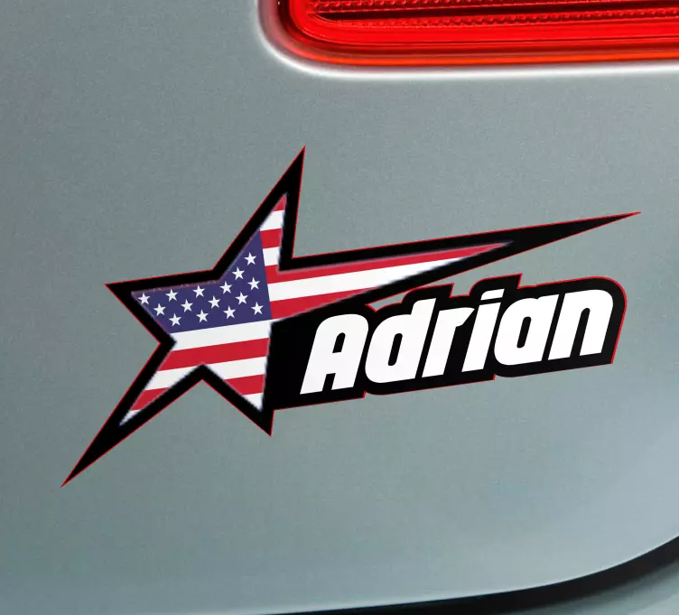 Adesivo per auto Bandiera degli stati uniti con stella e nome per - TenStickers