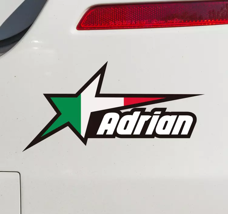 Adesivo per auto bandiera italiana e nome personalizzato - TenStickers
