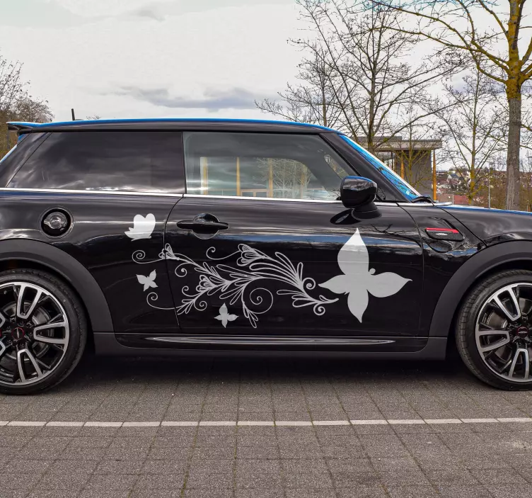 Adesivo per auto fiore e farfalla - TenStickers