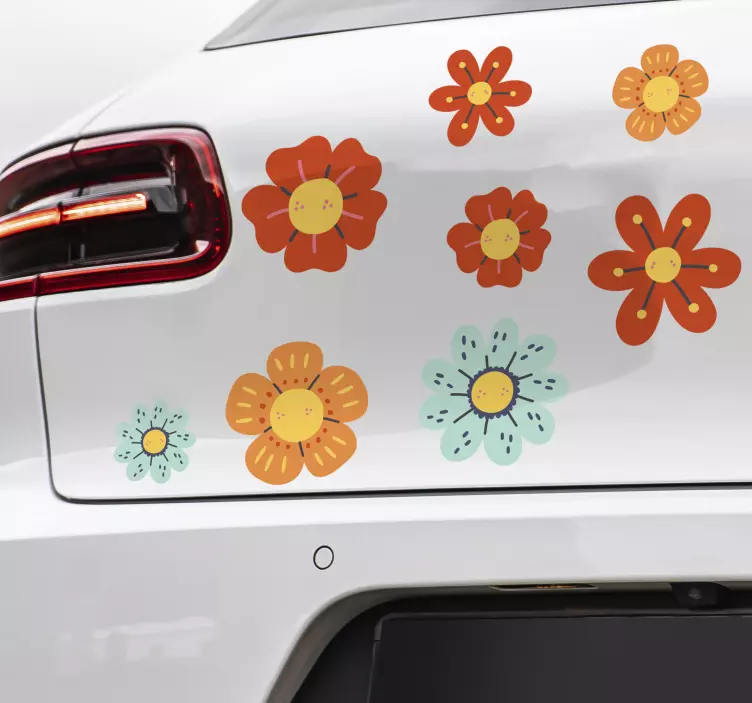 Adesivo per auto fiori retrò - TenStickers