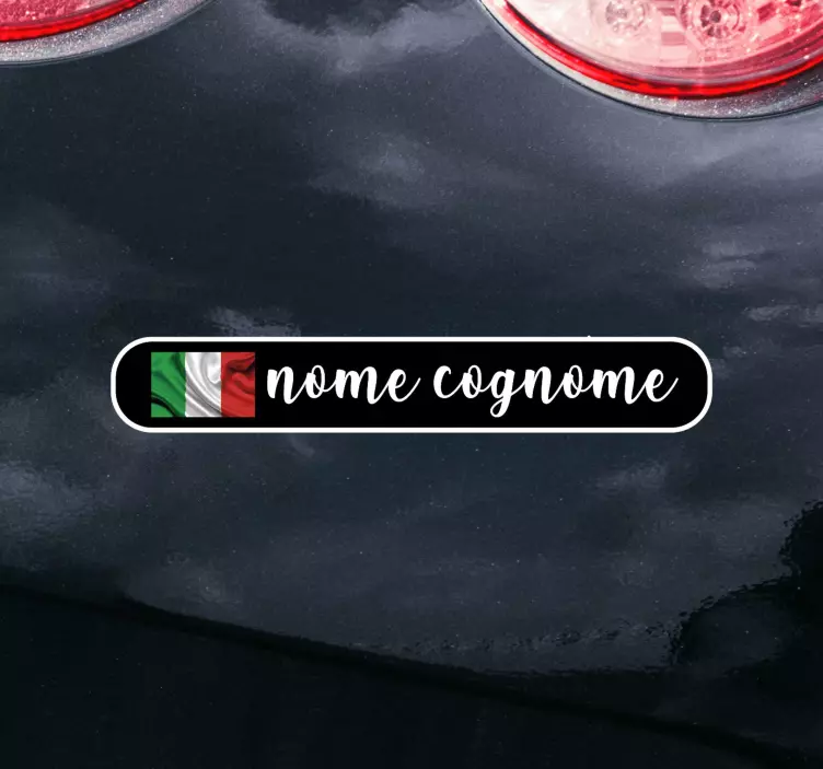 Adesivo per auto nome e cognome bandiera italiana - TenStickers