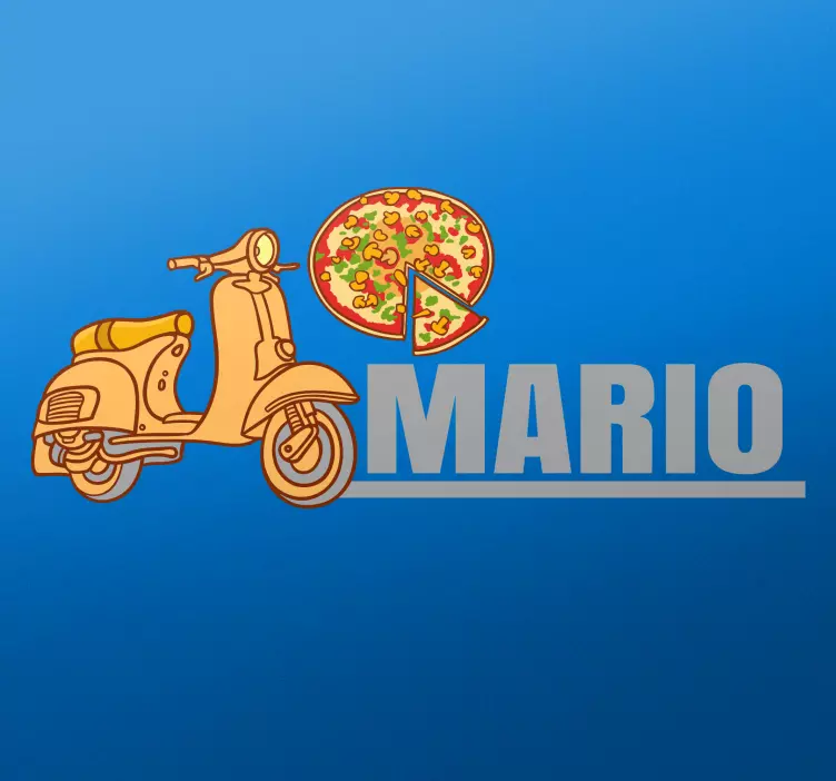 Adesivo pizza, scooter e nome personalizzato - TenStickers
