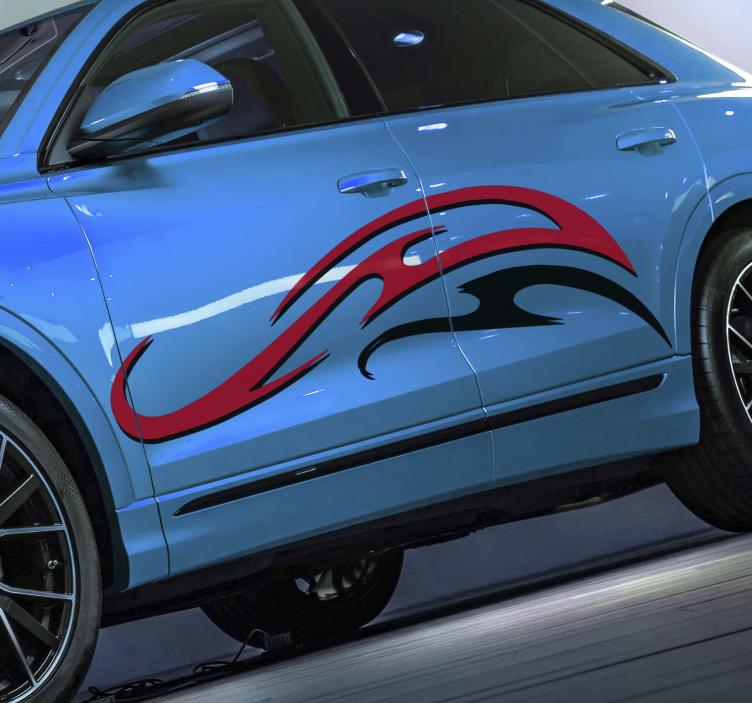 Adesivo auto tuning strisce bianche e rosse - TenStickers