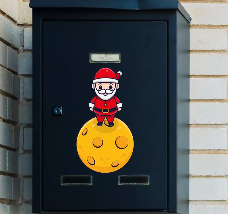 Adesivo natalizio babbo natale sulla luna - TenStickers
