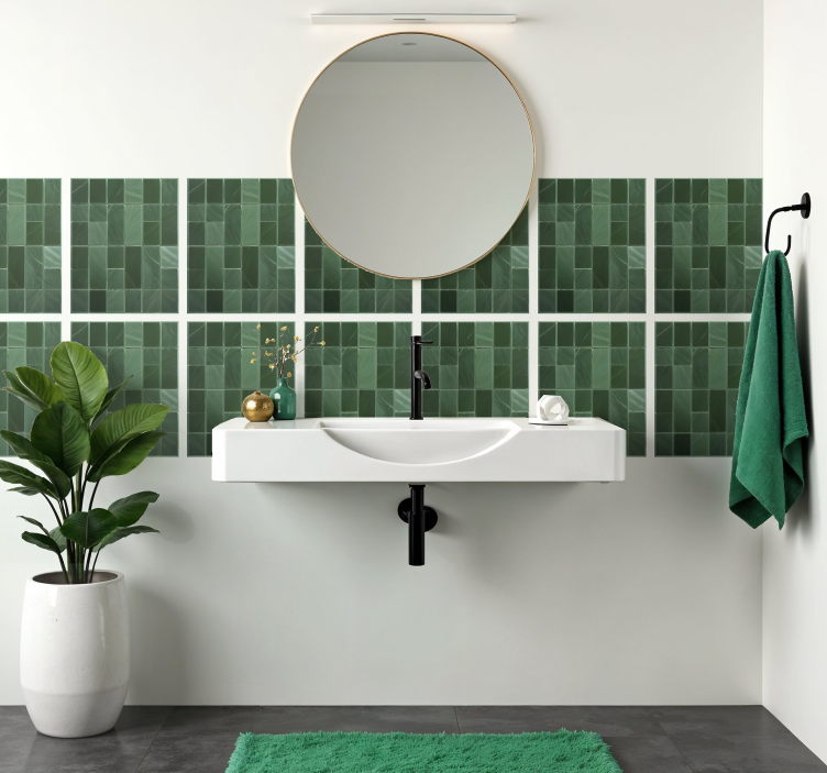 Adesivo bagno motivo rettangolo verde claire - TenStickers