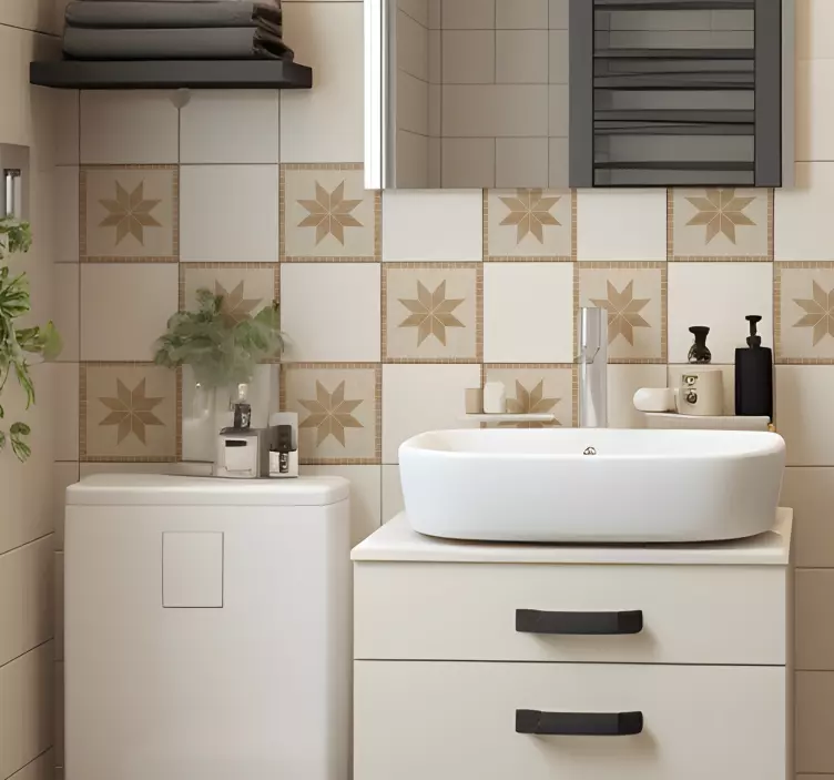 Adesivo bagno piastrella stella marrone - TenStickers