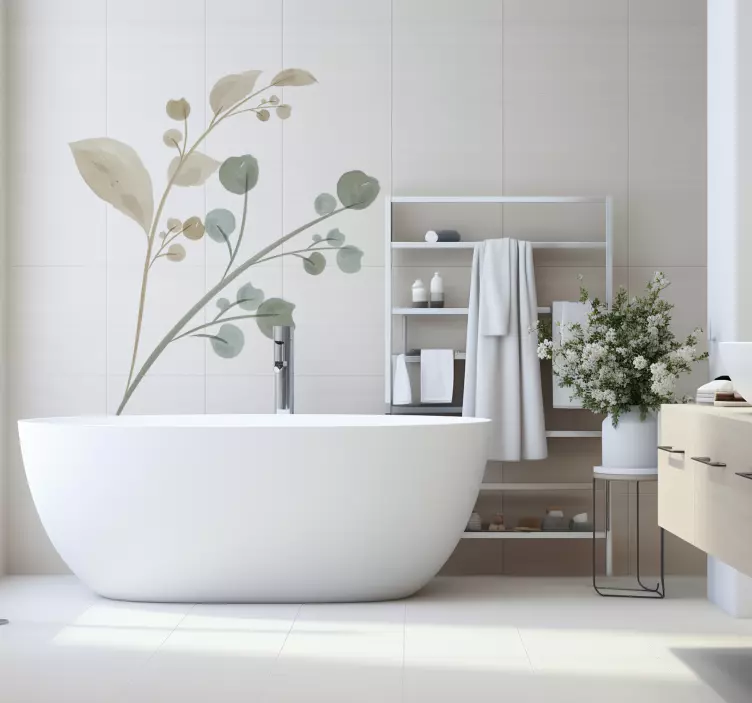 Adesivo bagno ramo dell'acquerello - TenStickers