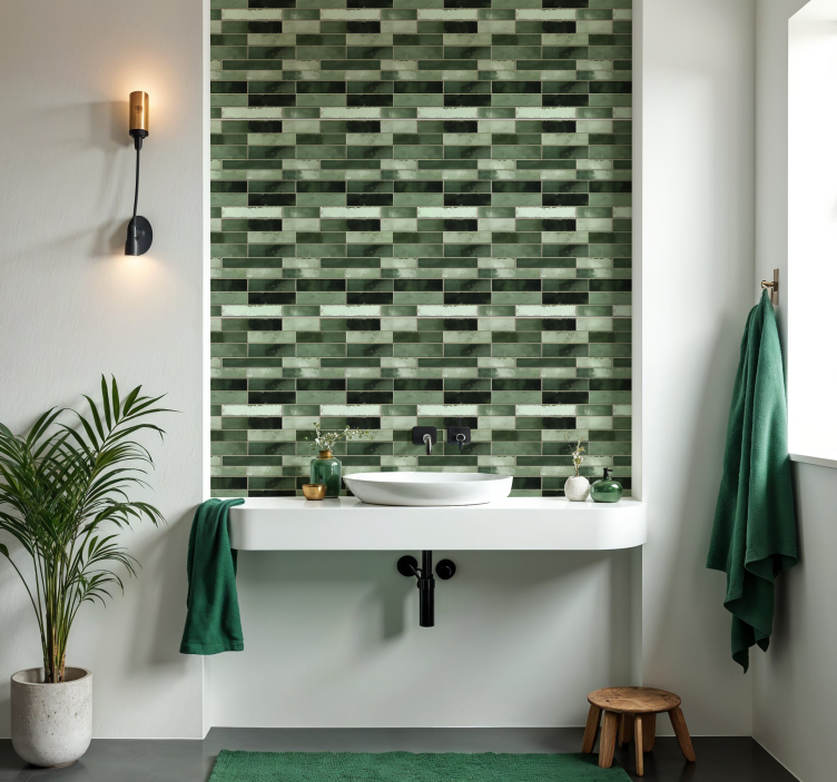 Adesivo bagno verde lungo - TenStickers