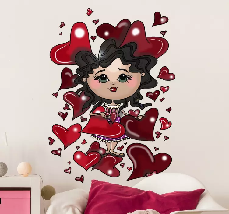 Adesivo bambina con cuori - TenStickers