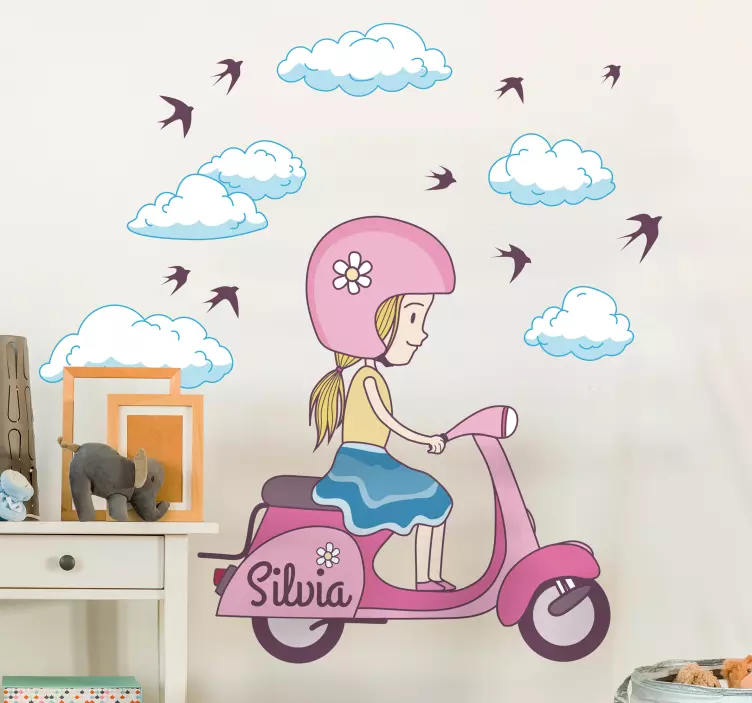 Adesivo Bambina sulla Vespa - TenStickers