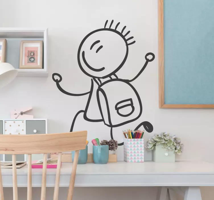 Adesivo bambini a scuola con allegria - TenStickers