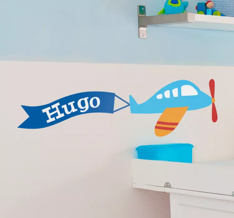 Adesivo murale bambini aereo con nome - TenStickers