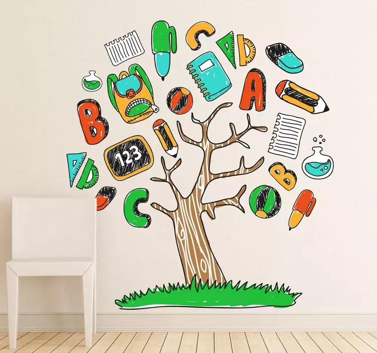 Adesivo bambini albero scuola - TenStickers