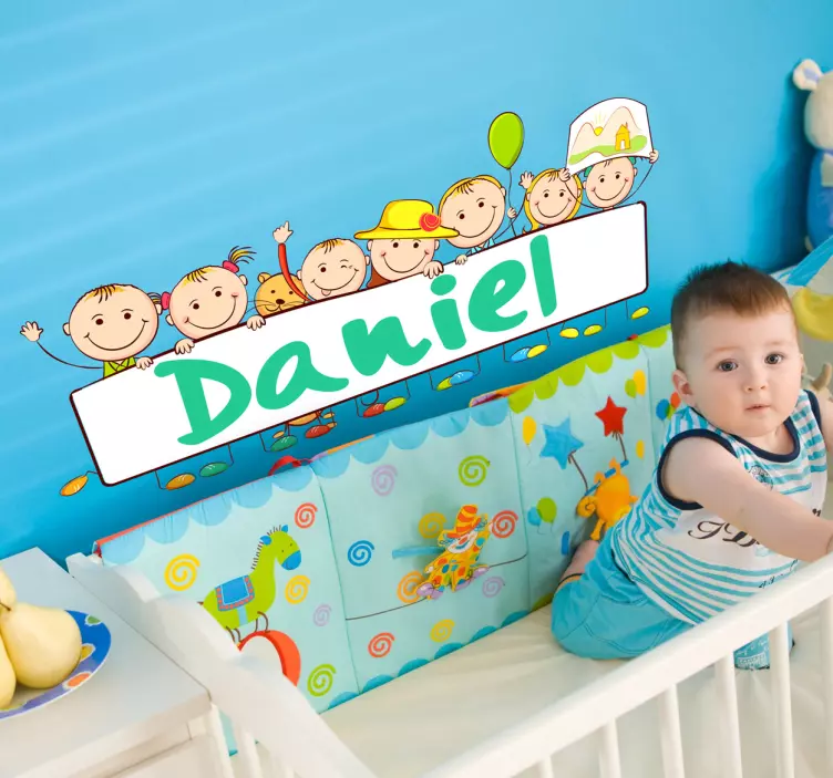 Adesivo bambini benvenuto con nome - TenStickers