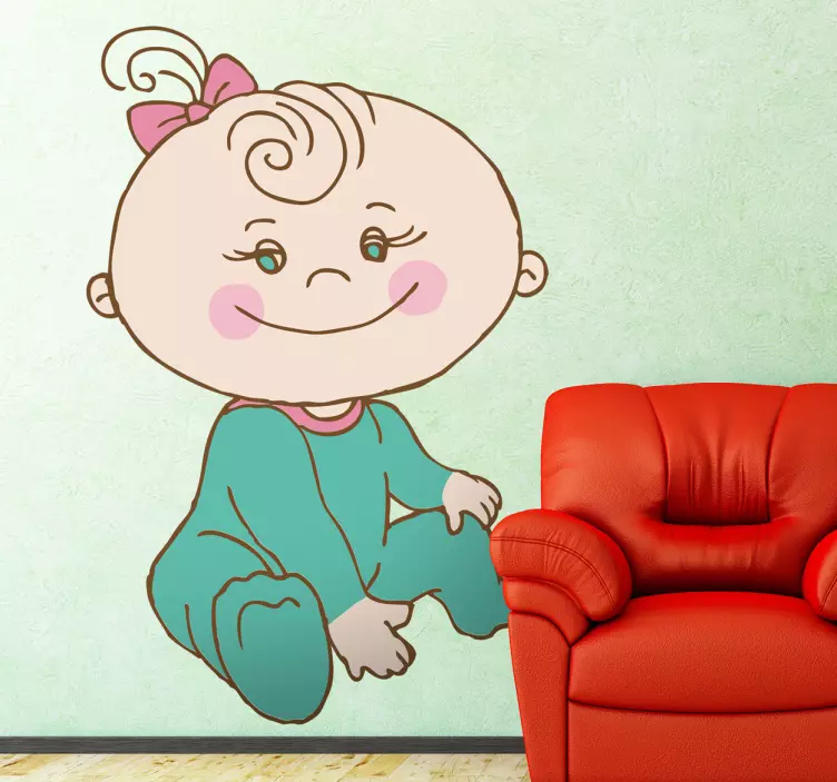 Adesivo bambini bimba seduta - TenStickers